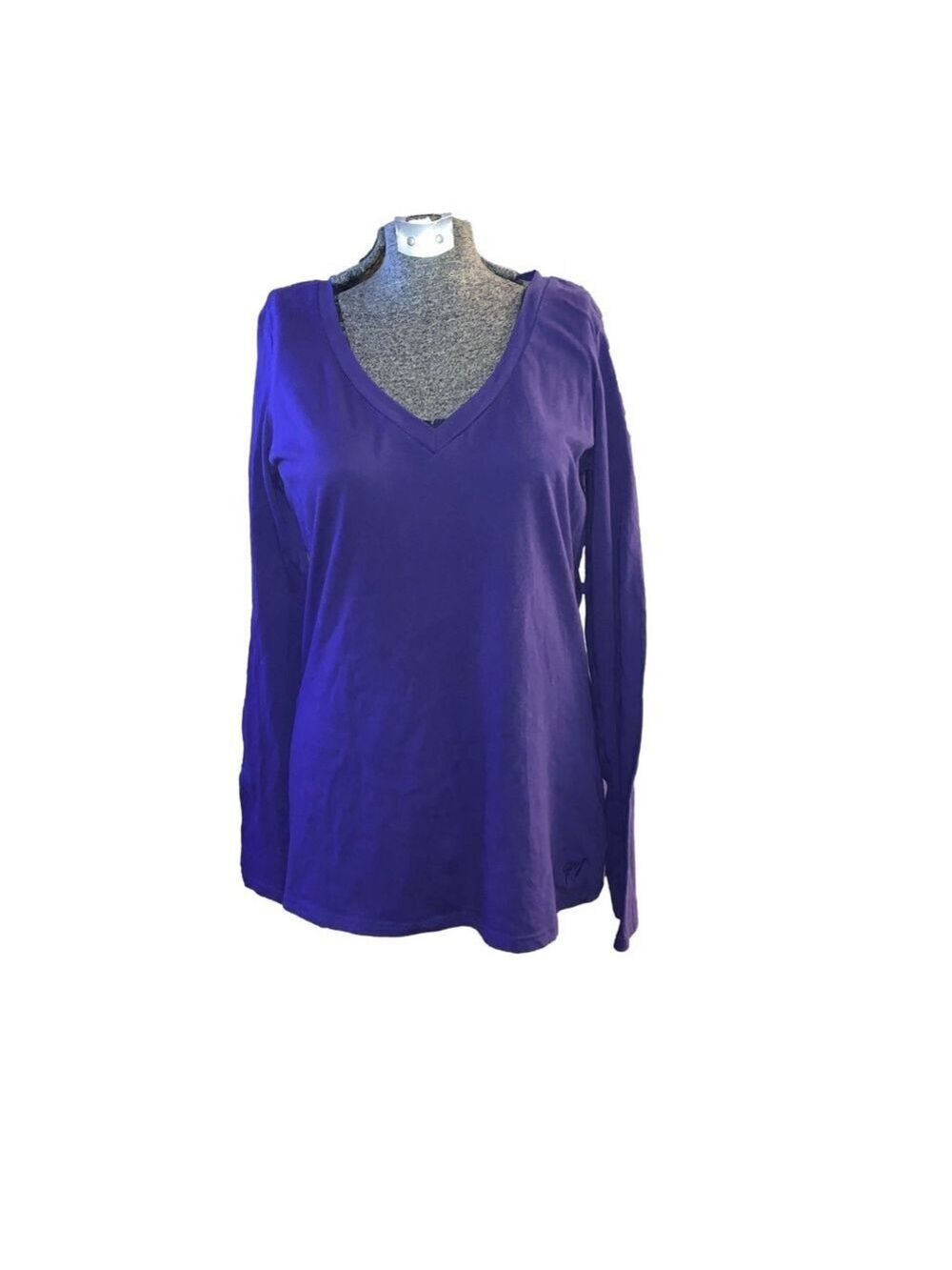 Women's Garage Long Sleeve Top Size L Purple V-Neck